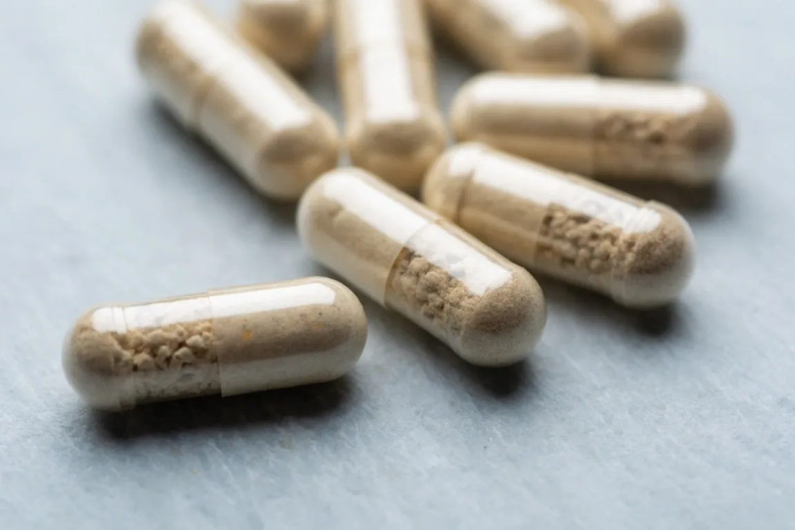Natural capsules in a row on chalk paper